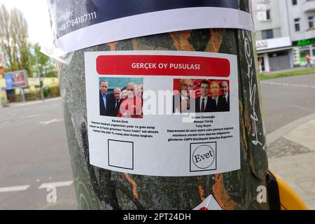 Sticker, presidential election, parliamentary election Turkey in May 2023,Turkish citizens, Berlin, Germany Stock Photo