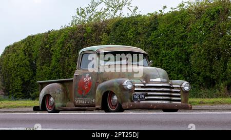 Bicester,Oxon,UK - April 23rd 2023. 1947 CHEVROLET PICK UP TRUCK  travelling on an English country road Stock Photo