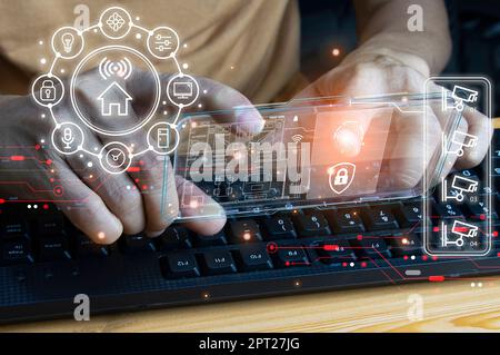 smart home concept and wireless control technology and security, ip camera Stock Photo