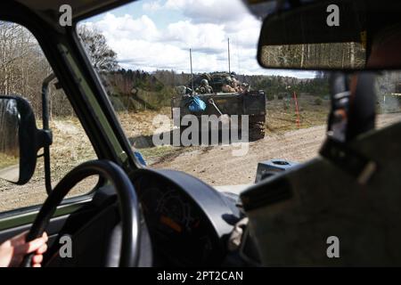 Swedish soldiers on Combat Vehicle 90 (CV90), In Swedish: Stridsfordon ...