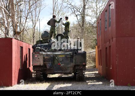 Swedish soldiers on Combat Vehicle 90 (CV90), In Swedish: Stridsfordon ...