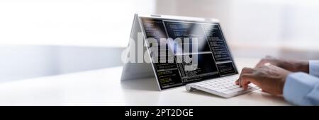 African American Web Developer Programmer. Coding Software Stock Photo