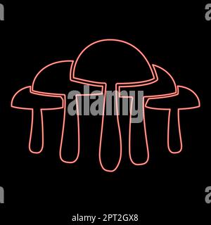Neon mushrooms red color vector illustration image flat style Stock Vector
