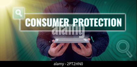 Sign displaying Consumer ProtectionFair Trade Laws to ensure Consumers Rights Protection, Business idea Fair Trade Laws to ensure Consumers Rights Pro Stock Photo