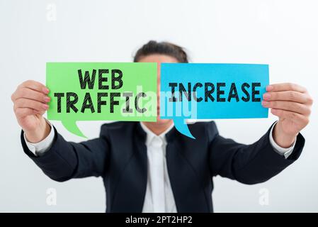 Text showing inspiration Web Traffic Increase, Word Written on Expand Visitors to a Website a number of Visits Stock Photo