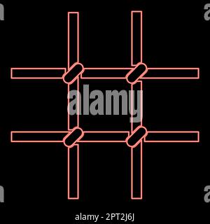 Neon prison bars Metal grid red color vector illustration image flat style Stock Vector