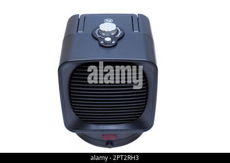 Electric air heater with fan on a white background Stock Photo