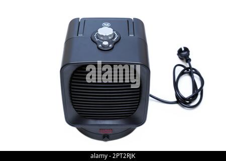 Electric air heater with fan on a white background Stock Photo