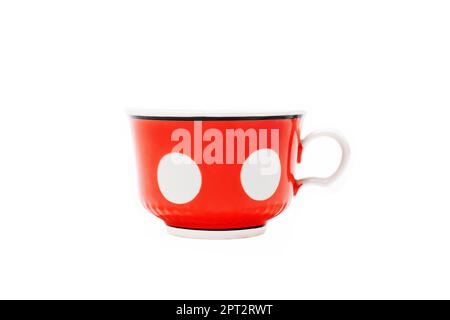 Red cup on a white background, closeup Stock Photo