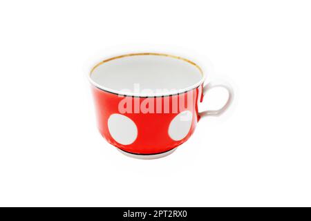 Red cups on a white background, closeup Stock Photo