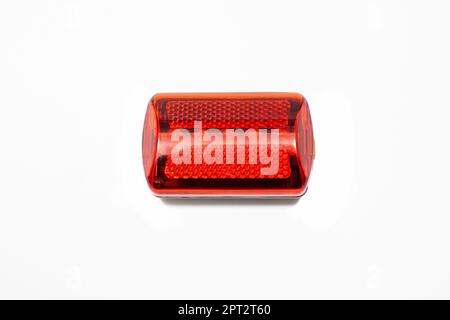 Red bicycle taillight isolated on white background Stock Photo