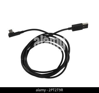 a coiled USB extension cable on a transparent background Stock Photo