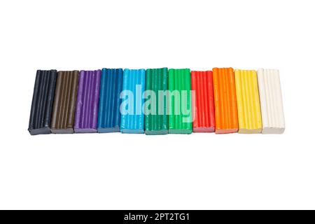 Plasticine, multi-colored set of plasticine on a white background Stock Photo