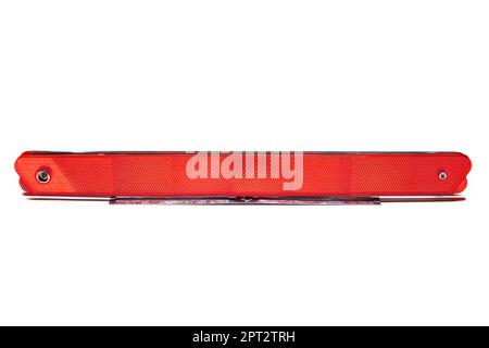 Emergency stop sign folded on white background Stock Photo