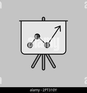 Flip-chart outline grayscale icon. Business sign Stock Vector