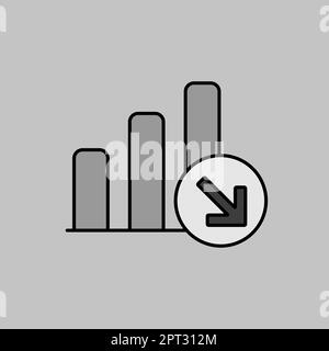 Decrease outline grayscale icon. Office sign. Graph symbol for your web ...