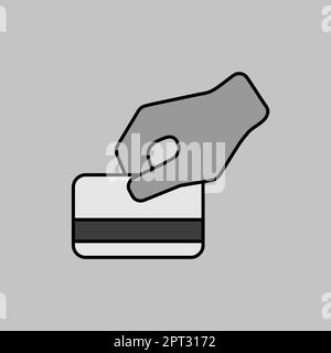 Hand swipe credit card during purchase icon Stock Vector