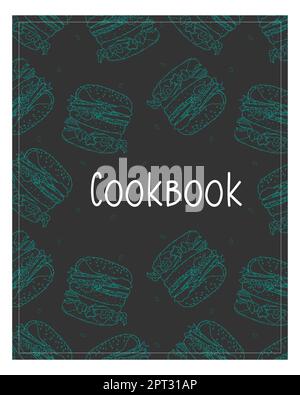 Cookbook background wich hand drawn burger Stock Vector