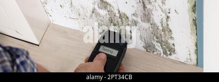 Mold Tester And Spores Test In House. Measure Wet Wall Stock Photo