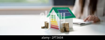 Energy Efficient House House Audit And Rate Label Stock Photo
