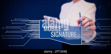 Conceptual display Mobile Signature, Word Written on methodology that connects brands with real customer Stock Photo