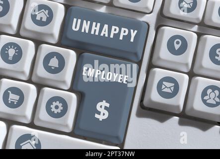 Writing displaying text Unhappy Employee, Concept meaning the conduit between human and computer interaction Cellphone With New Message On Desk With K Stock Photo