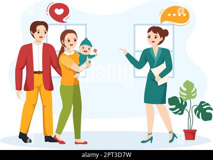 Child Adoption Agency By Taking Kids To Be Raised, Cared And Educated With Love In Flat Cartoon Hand Drawn Template Illustration Stock Vector