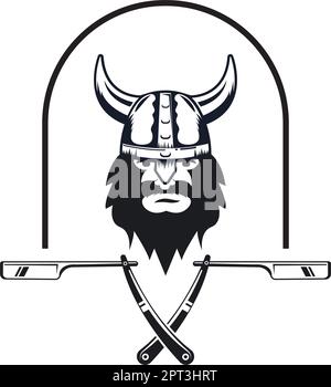 viking barbershop icon vector illustration concept design Stock Vector