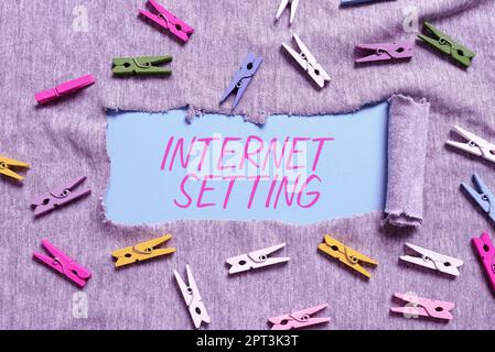 Writing displaying text Internet Setting, Word Written on any person associatedand expert with the computer world Stock Photo