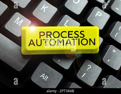 Text sign showing Process Automation, Internet Concept the use of technology to automate business actions Stock Photo