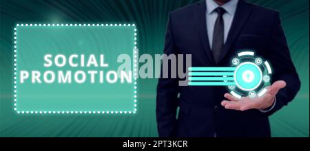 Conceptual caption Social Promotion, Word Written on evaluate the functionality of a software application Stock Photo
