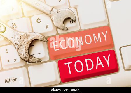 Conceptual caption Economy, Business idea the system of how money is made and used within a particular country Typing Online Class Review Notes, Abstr Stock Photo