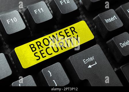 Text showing inspiration Browser Security, Business showcase someone who analyzes an organization or business domain Typing Firewall Program Codes, Ty Stock Photo