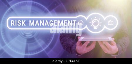 Text sign showing Risk Management, Business idea assessing and controlling future threats to the business Stock Photo