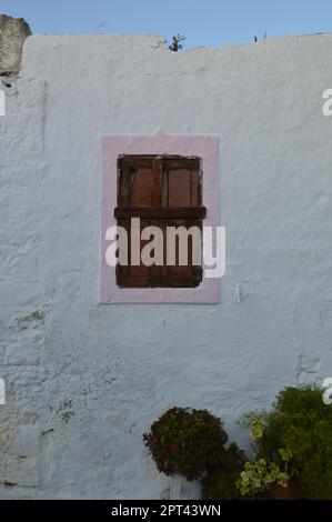 Traditional architecture of Theologos village on the island of a the Rhodes in Greece Stock Photo