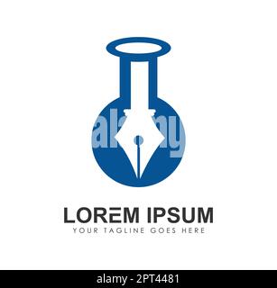 Fountain Pen and Test Tube Logo Illustration Stock Vector