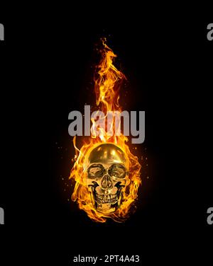 Fire skull on black background Stock Photo