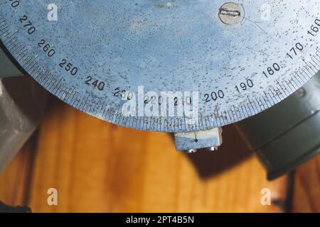 Round scale of angle measurement from vintage telescope Stock Photo