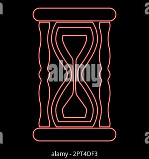 Neon hourglass Sand clock icon black color vector illustration flat style image red color vector illustration image flat style Stock Vector