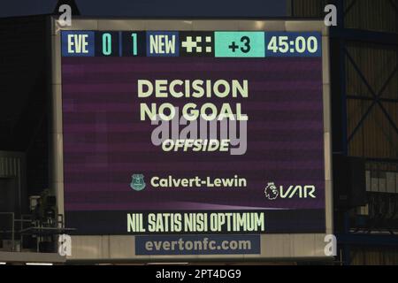 A big screen displays the VAR decision to award Liverpool's Mohamed ...