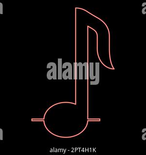 Neon eighth note icon black color vector illustration flat style image ...