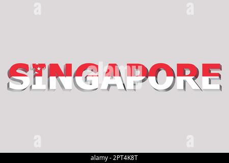 3D Flag of Singapore on a text background. Stock Photo