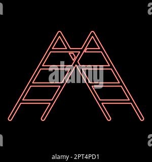 Neon step ladder icon black color vector illustration flat style image red color vector illustration image flat style Stock Vector