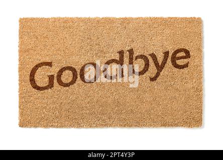 Goodbye Welcome Mat Isolated On A White Background. Stock Photo