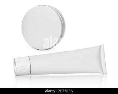 Aluminum cream white tube isolated on white background Stock Photo