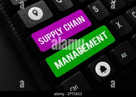 Sign displaying Supply Chain Management, Business idea Aspects of modern smart company logistics processes Stock Photo
