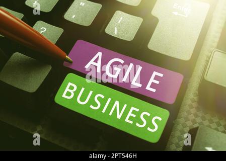 Text caption presenting Agile Business, Business overview capability of adjusting quickly to the market s is trend Stock Photo