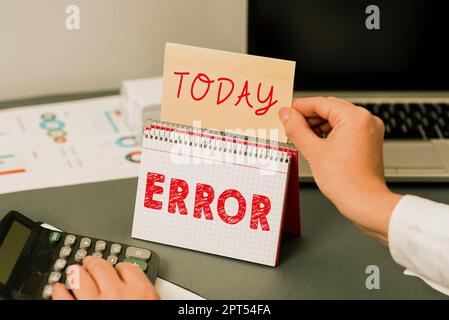 Sign displaying Error, Internet Concept failure or in deviation from the intended performance or behavior Stock Photo