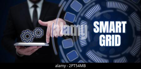 Text caption presenting Smart Grid, Business showcase includes of operational and energy measures including meters Stock Photo
