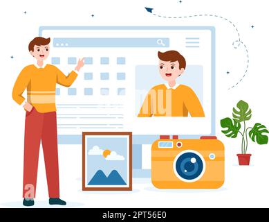 Personal Portfolio with Profile Data, Resume or Self Improvement to Attract Clients and Employers in Flat Cartoon Hand Drawn Templates Illustration Stock Vector